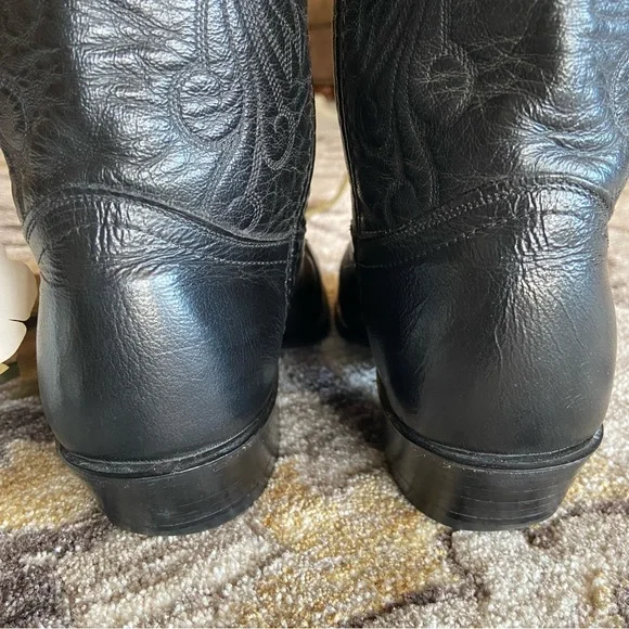 DAN POST Black Leather Cowboy Boots Western Pointy Toe Coastal Cowgirl - Picture 6 of 10